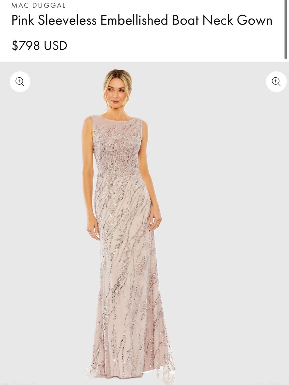 Mac Duggal Blush Pink Sleeveless Embellished Maxi Gown